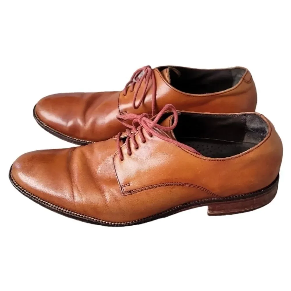 Cole Haan Men's Lenox Hill Oxfords Brown Cognac Leather Shoes  9M C12204